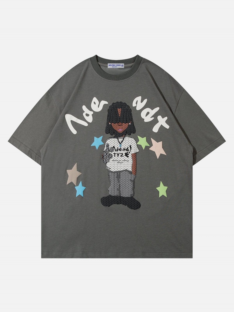 T Shirts Aelfric Eden Star Cartoon Character Print Tee Noir | FSJ-45570897